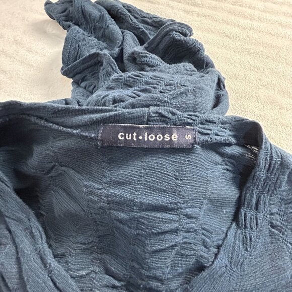 Cut Loose Womens Textured Knit Blue Tunic Top 3/4 Sleeve Small Casual Pullover - Picture 3 of 7